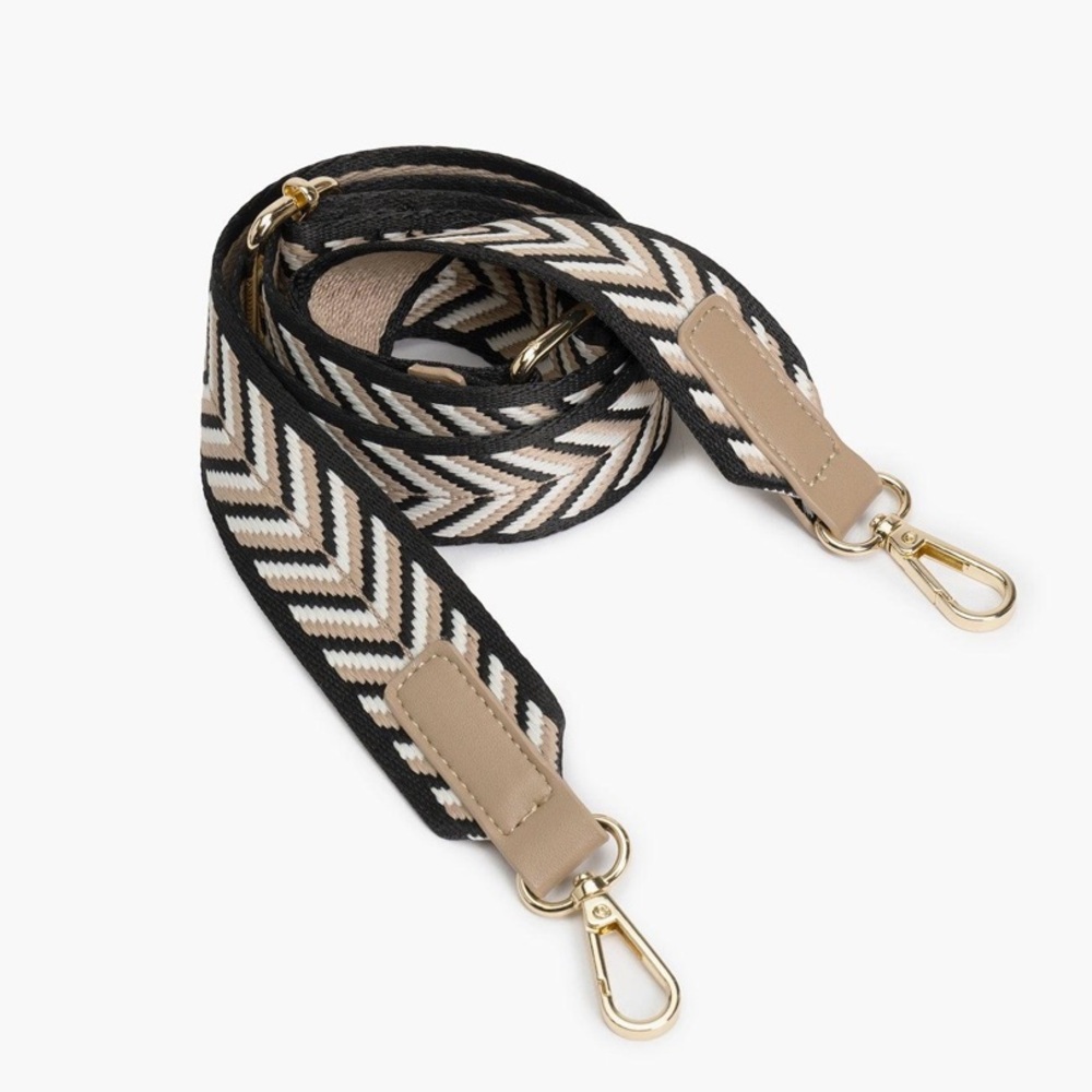 Beige Crossbody Bag with Detachable Patterned Strap - Picture 16 of 16